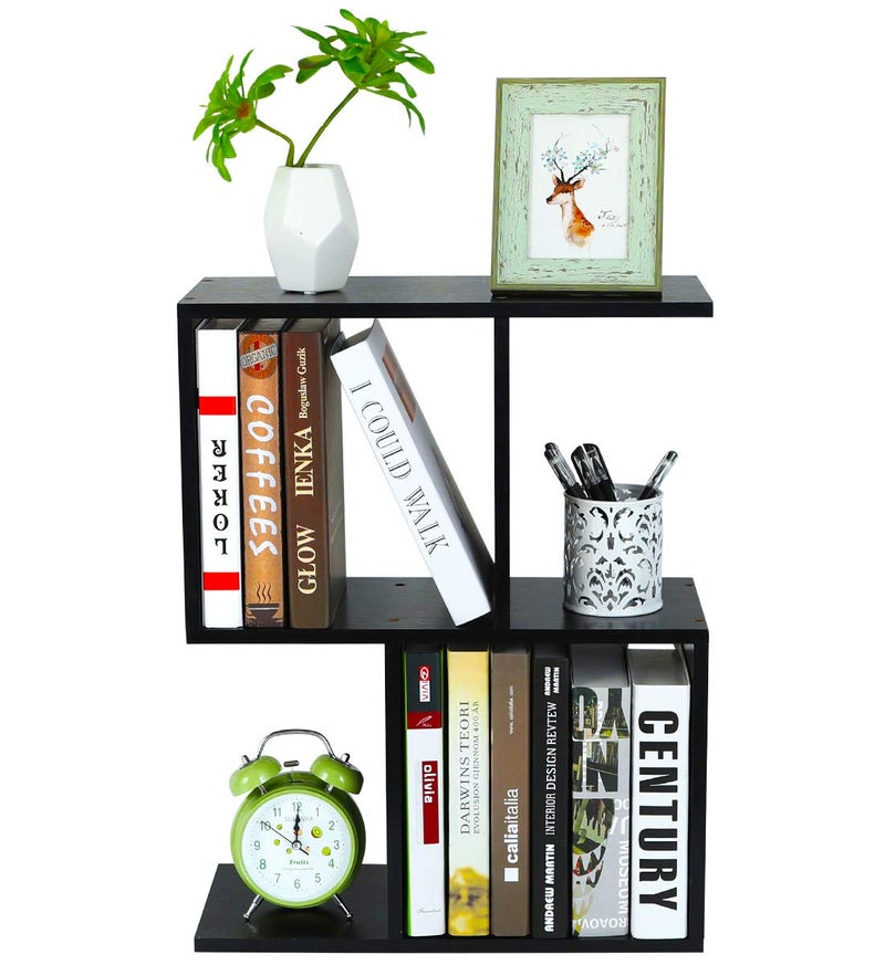 PAG Desktop Shelf Freestanding Wooden Small Bookshelf Desk Supplies Organizers and Accessories Storage Display Rack Office Dorm Decor for Women, Black - Image 2
